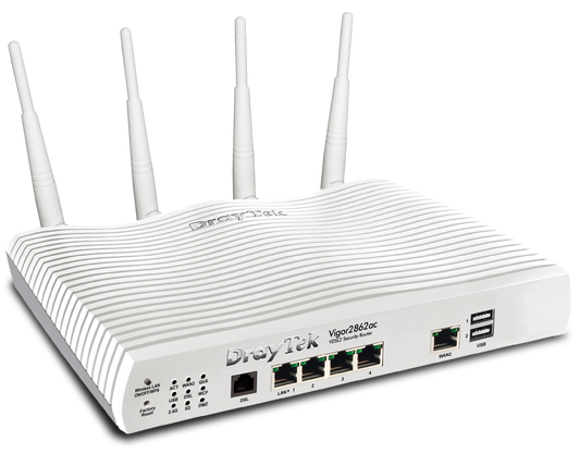 DrayTek 2862ac WiFi 5 Model Shown with 4 Antennae