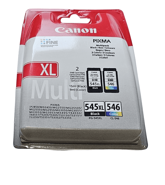 Canon PG-545XL CL-546 Multipack Ink Cartridges Front View