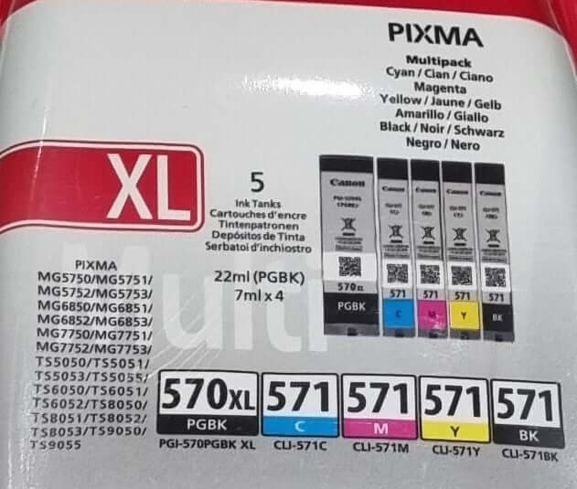 Canon PGI-570PGBK XL CLI-571 Multipack Ink Cartridge Close Up View