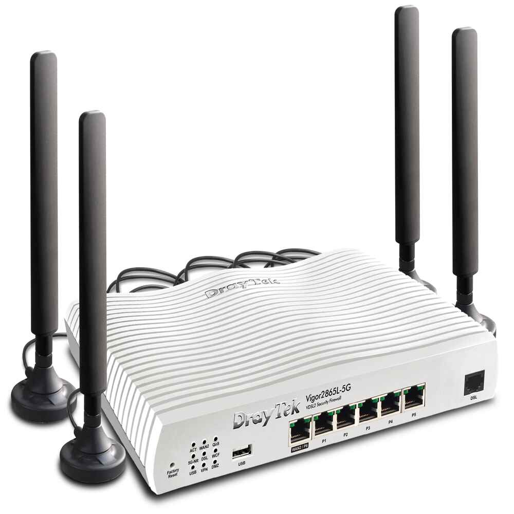 DrayTek 2865L-5G LTE Router VDSL Ultrafast FTTP Wired Left View