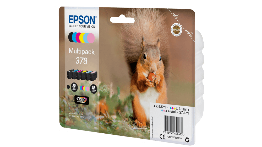 Epson 378 Squirrel C13T37884010 multipack Black and Colour Ink Cartridges