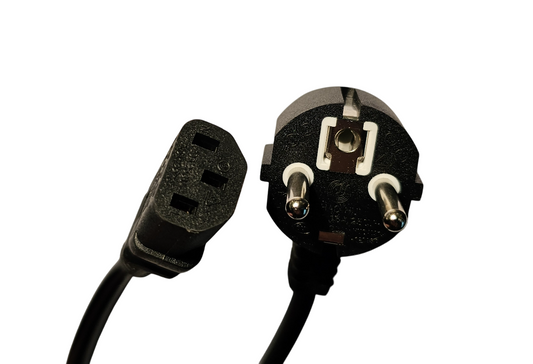 European 2-Pin Schuko to IEC C13 Kettle Lead Power Cable 2m Black Showing Connectors