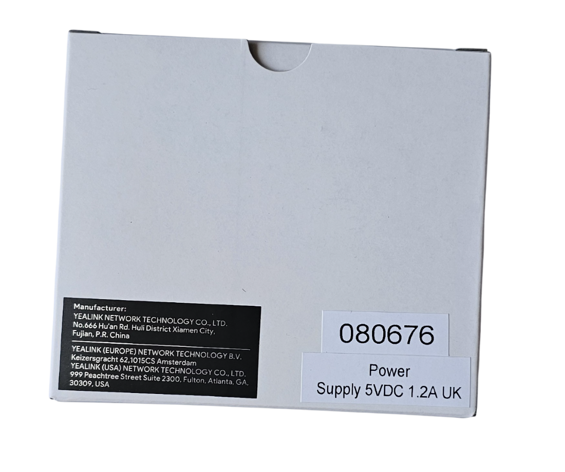 Official Yealink UK Power Supply 5V 1.2A 6W Box 080676