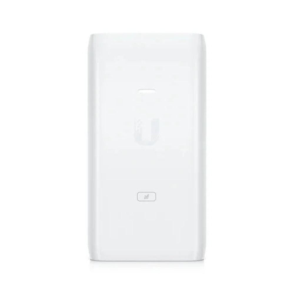 Ubiquiti U-POE-AF 15W POE Adapter U-POE With UK Power Lead Main Image Showing Ubiquiti Logo LED and af badge