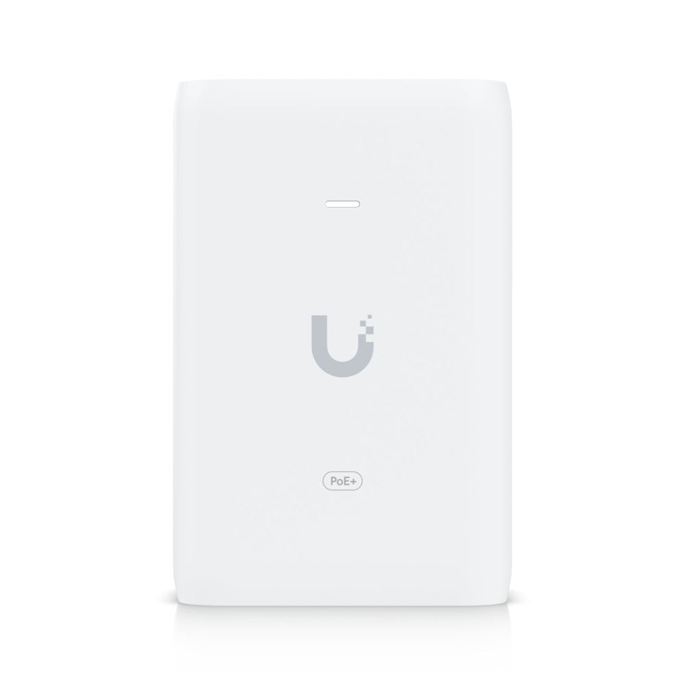 Ubiquiti U-POE-AT POE+ Adapter 30W U-POE+ Face On View Showing Logo