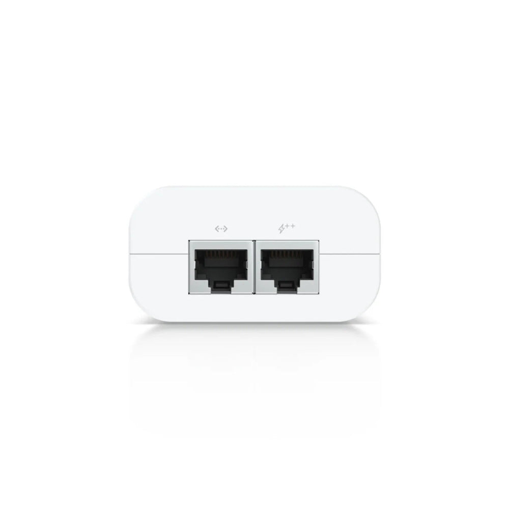 Ubiquiti U-POE++ 60W POE Adapter Horizontal View Showing POE++ Port and RJ45 1GB Port