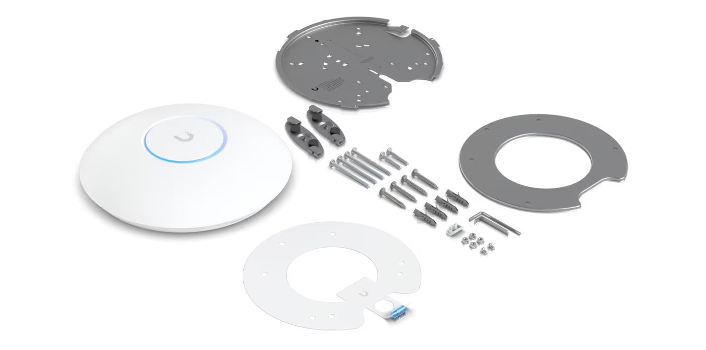 Ubiquiti U7-PRO WiFi 7 Ceiling Mounted Wireless Access Point Box Contents Displayed