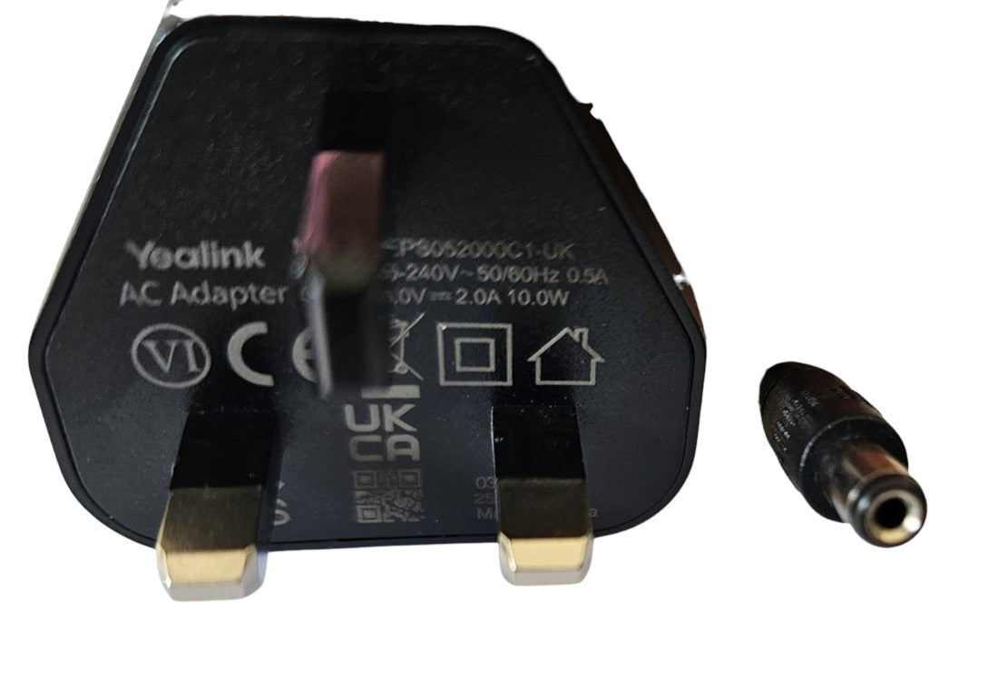 Yealink AC DC Switching Adapter Output 5V 2A 10W YLPS052000C1-UK Close Up Connector