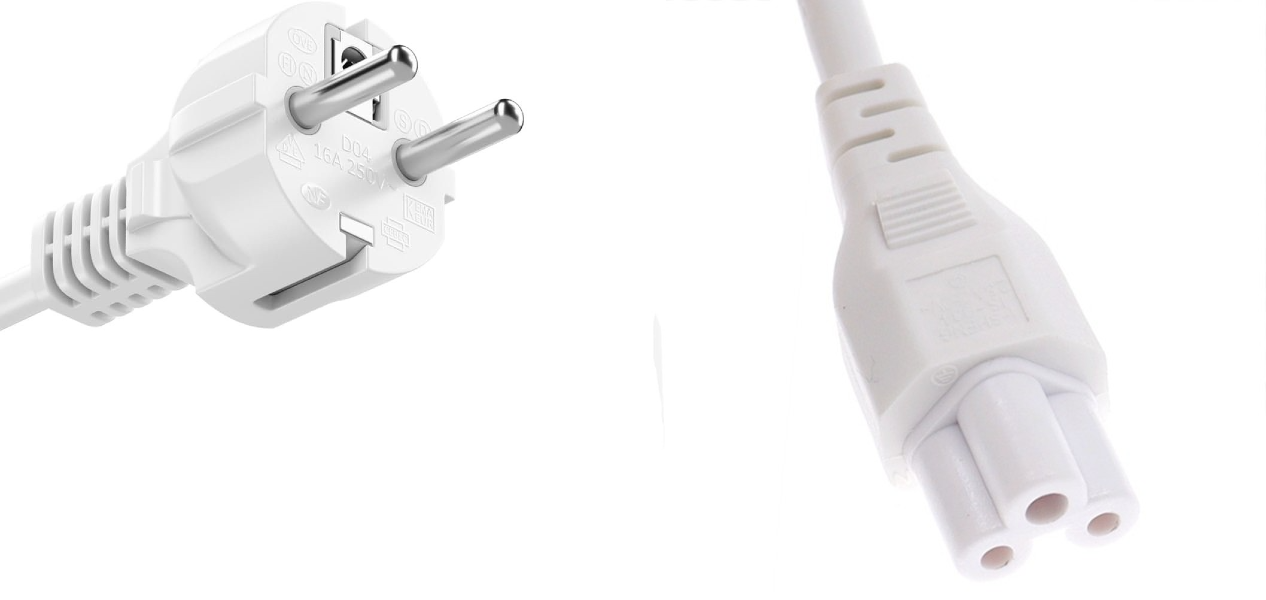 European 2-Pin Schuko to Clover Leaf C5 Power Cable 0.6m Mickey Mouse ends shown