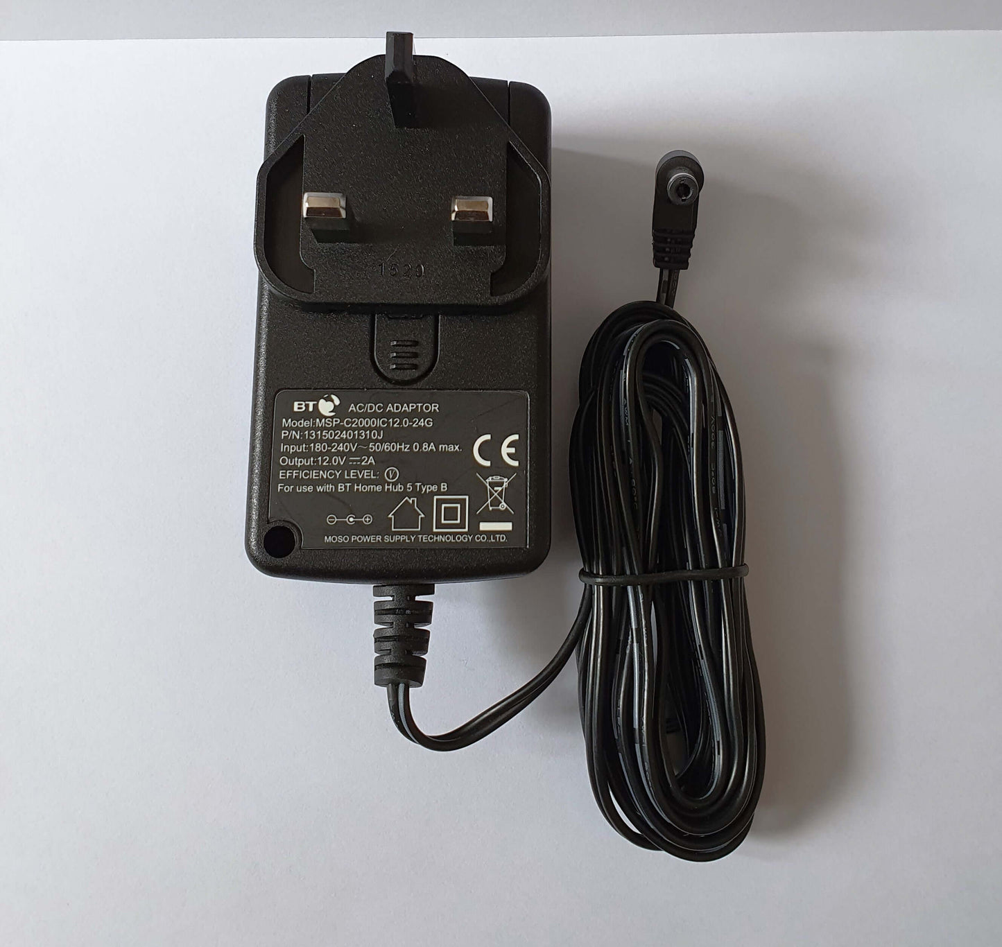 BT Home Hub 5 Type B PSU 12V 2A Power Supply Front