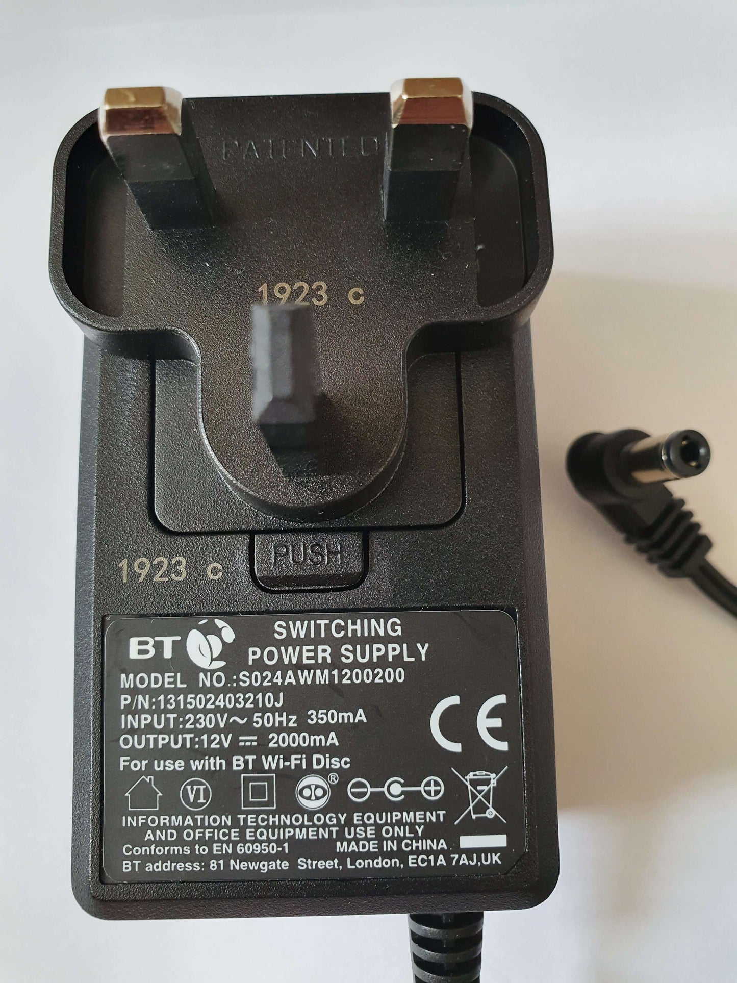 BT Complete WiFi Disc Power  Supply 12v 2A PSU