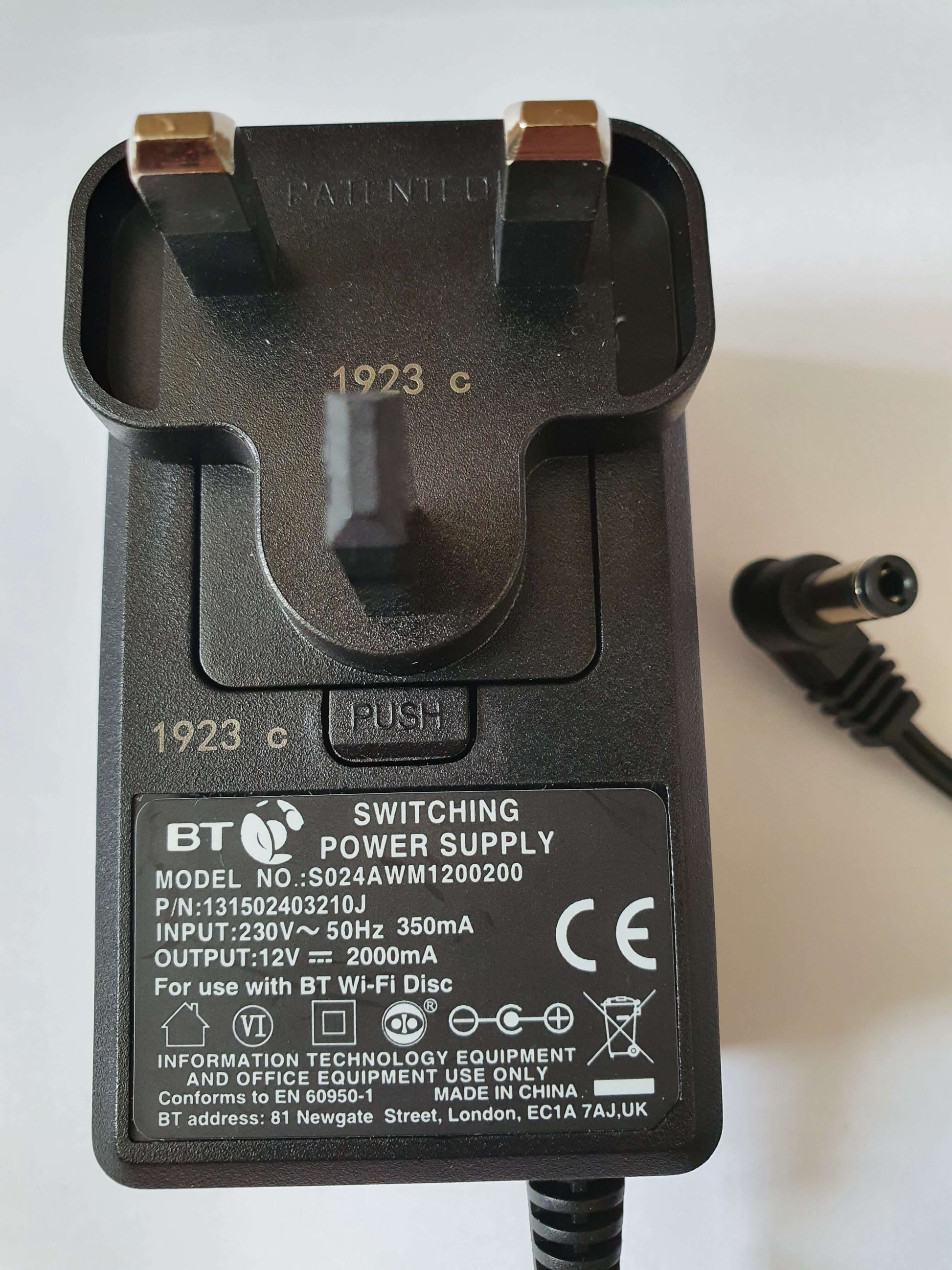 BT Complete WiFi Disc Power  Supply 12v 2A PSU