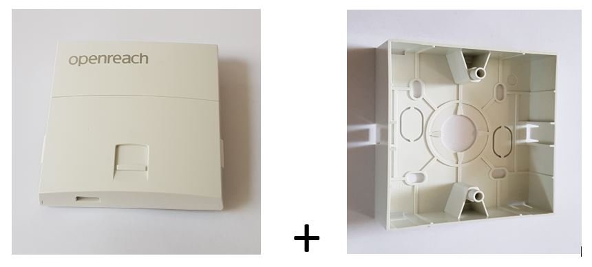 Openreach NTE5C MK2 Mark 2 Faceplate and Backbox shown