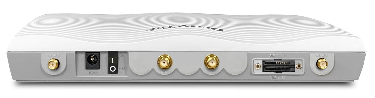 DrayTek 2865LAC Multi-WAN Firewall VPN Router AC1300 4G/LTE Modem Front View with No Anntennas Connected