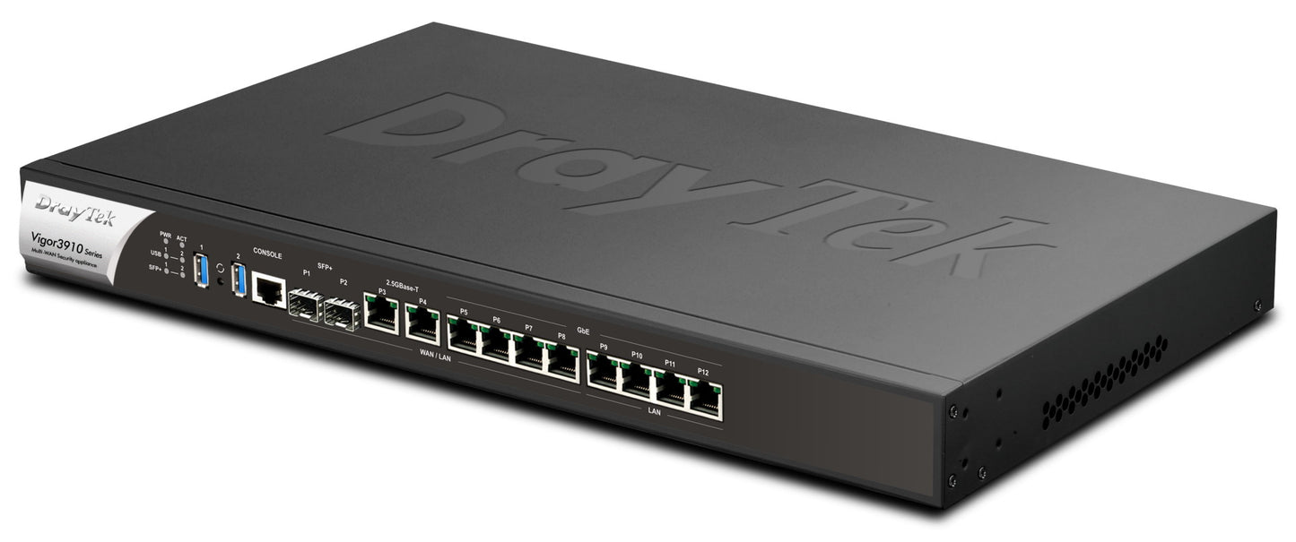 DrayTek Vigor 3910 Multi-WAN Router 10Gb Enterprise Level High-Performance VPN Concentrator with Powerful 1.2GHz Quad-Core ProcessorLeft Side View