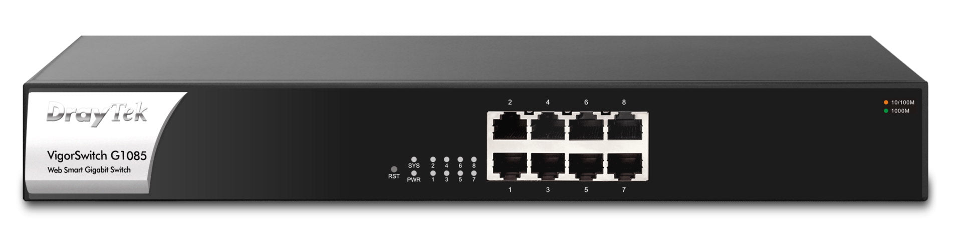 DrayTek VigorSwitch G1085 8 Port Gb Enterprise Level Managed Switch Front View