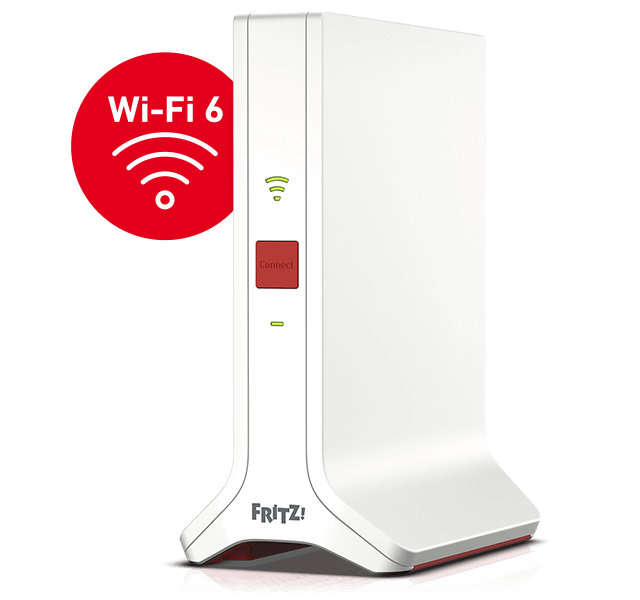 FRITZ!Repeater 3000 AX by AVM Wi-Fi 6 With three radio units total data throughput of up to 4200 Mbits 2 Gigabit Lan Ports WPA32 Transition Mode Front Facing