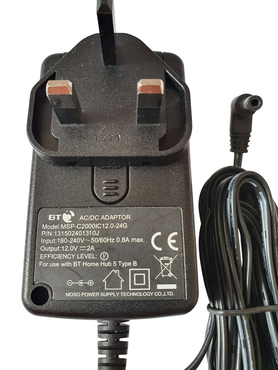 BT Home Hub 5 Type B Power Supply PSU 12V 2A MAIN