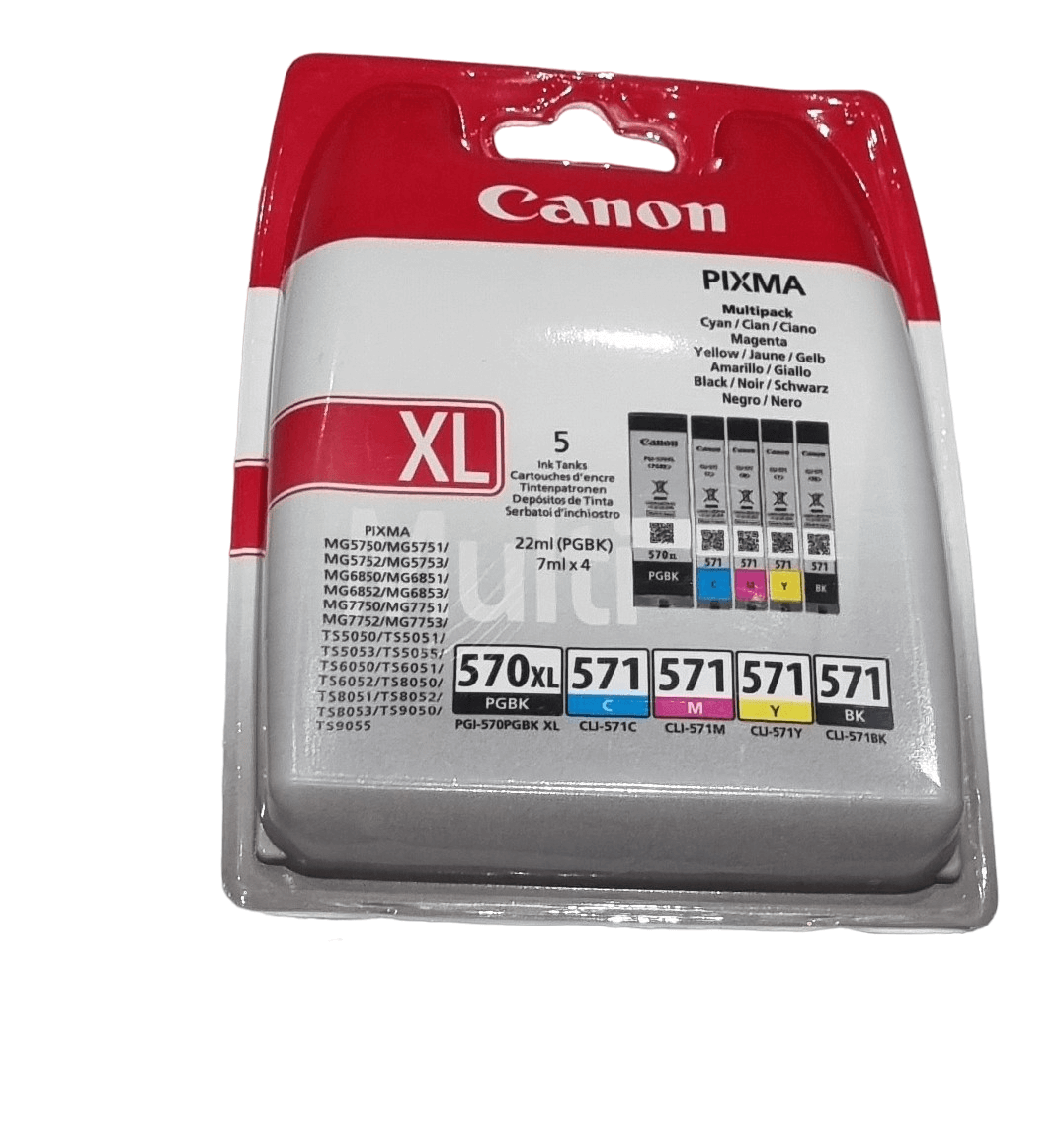 Canon PGI-570PGBK XL CLI-571 Multipack Ink Cartridge Front View