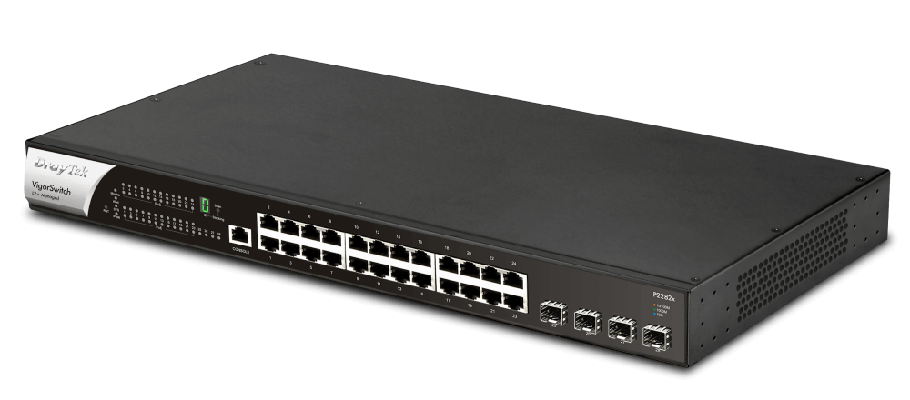 DrayTek P2282x VigorSwitch 24-Port L2+ Managed GbE PoE+ Access Switch With 4 x 10G SFP+ Ports Right View