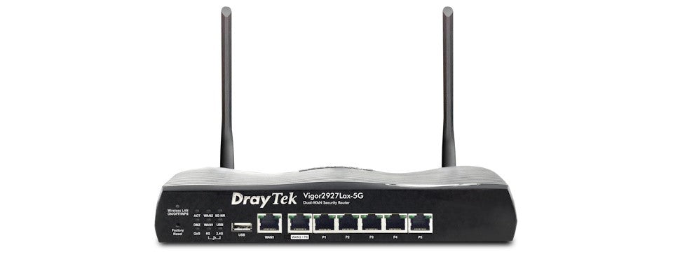 Draytek 2927Lax-5G Router with Wi-Fi 6 AX3000 and integrated 5GLTE modem Front View