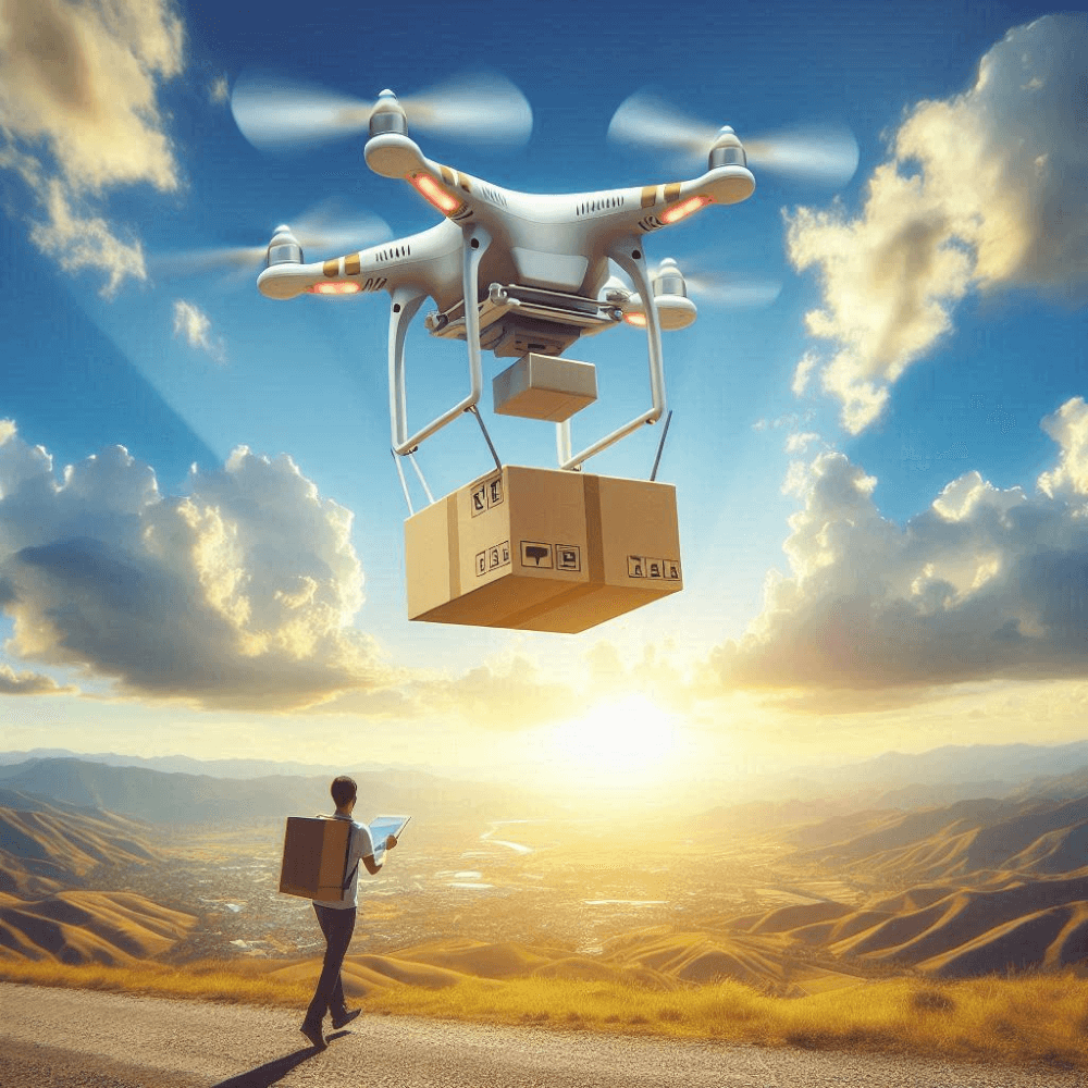 Picture showing futuristic Drone Delivery