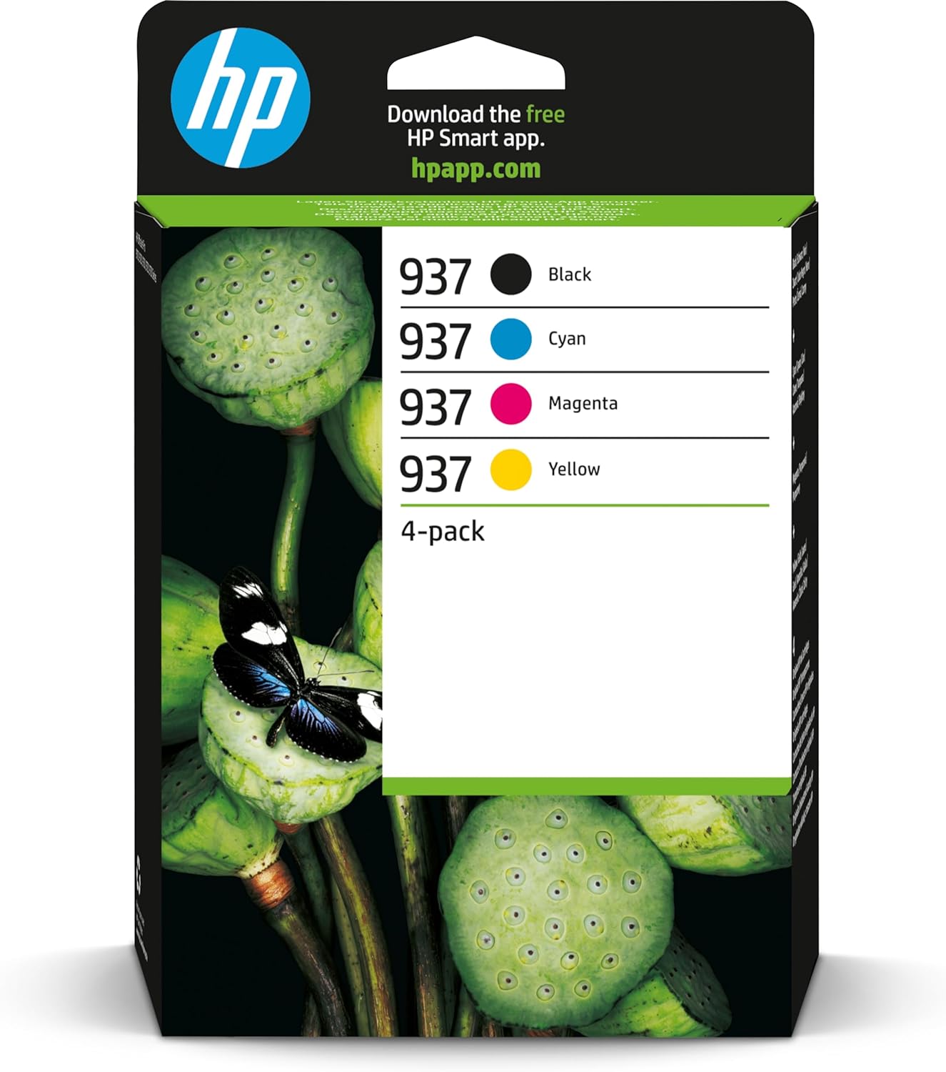 HP 937 Multipack Full Set of 4 Ink Cartridges 6C400NE Front View