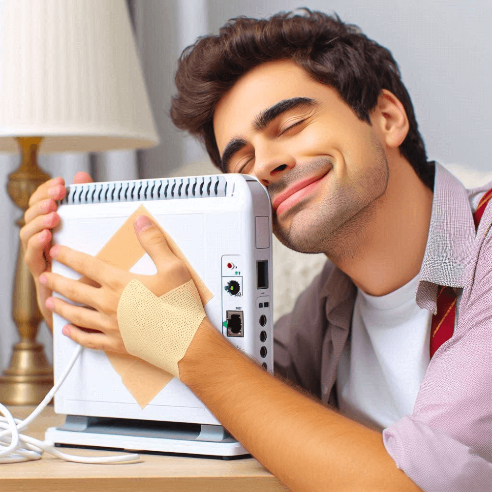 Aftercare support - Man hugs router showing that he cares