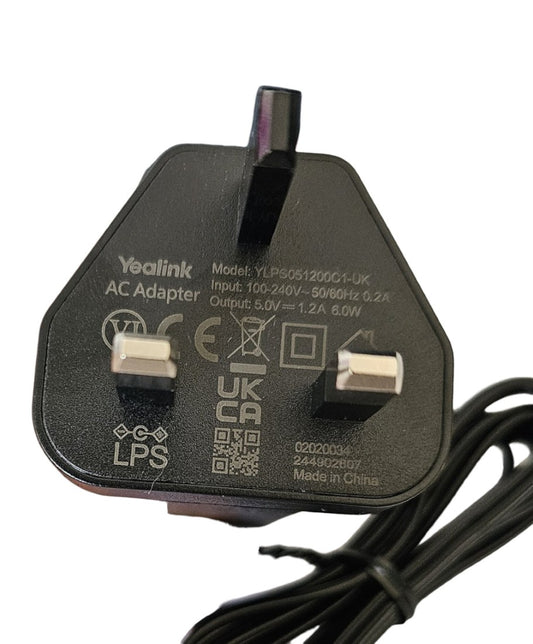 Official Yealink UK Power Supply 5V 1.2A 6W Close Up
