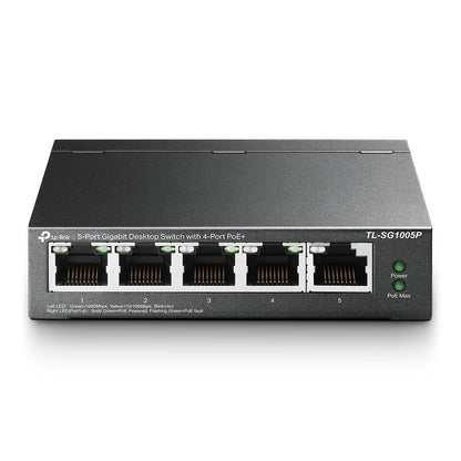 TL-SG1005P 5 Port Desktop Switch with 4-Port PoE+ Front View