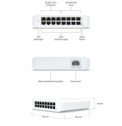 Ubiquiti USW-LITE-16-POE Layer 2 Network Switch Port Descriptions