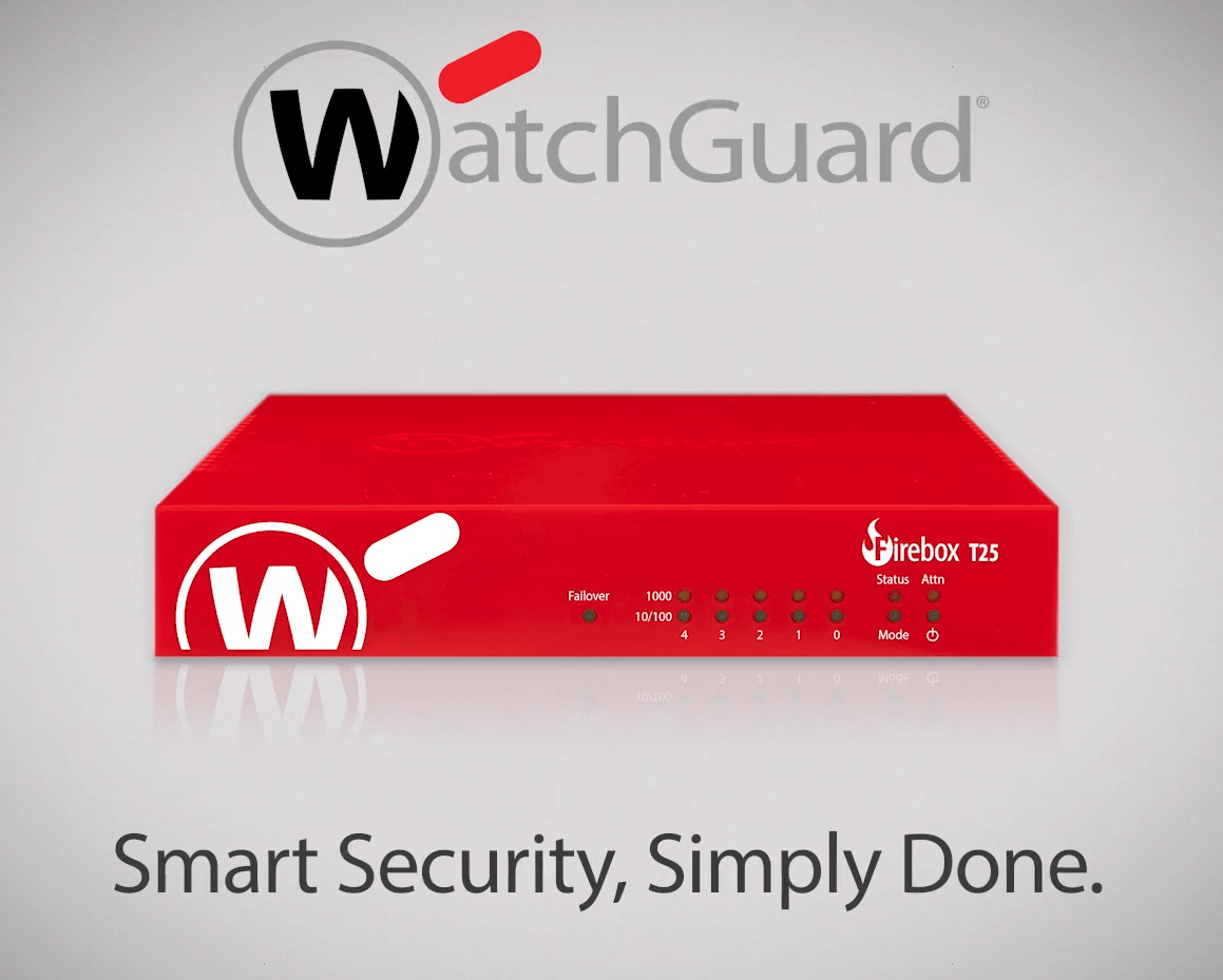 WatchGuard Firebox T25 Firewall 1 Year Standard Subscription Smart Security Simply Done Shown