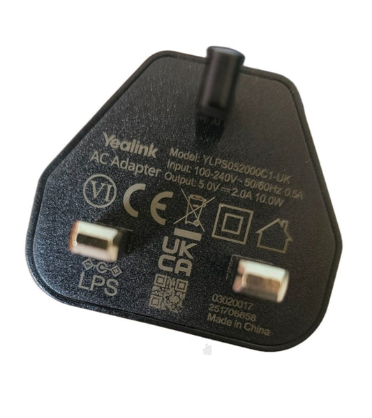 Yealink AC DC Switching Adapter Output 5V 2A 10W YLPS052000C1-UK Close Up