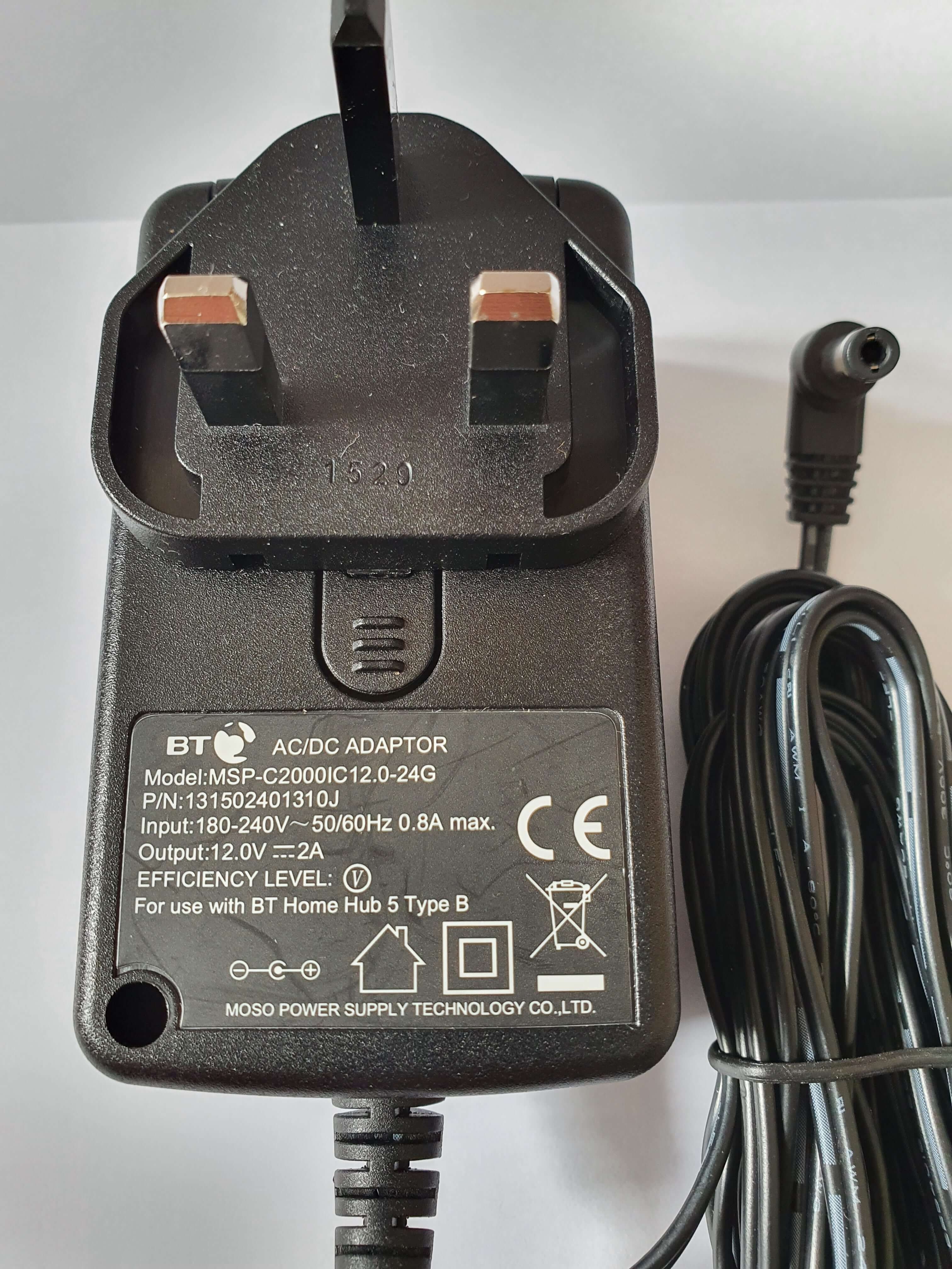Official BT Home Hub 5 Type B Power Supply 12v 2A