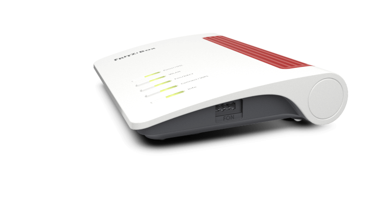 7530 FritzBox by AVM Wi-Fi 5 AC1266 ADSL VDSL Modem Router DECT Supervectoring 35b VPN Wireless IPV6 Right Side View showing Phone Port