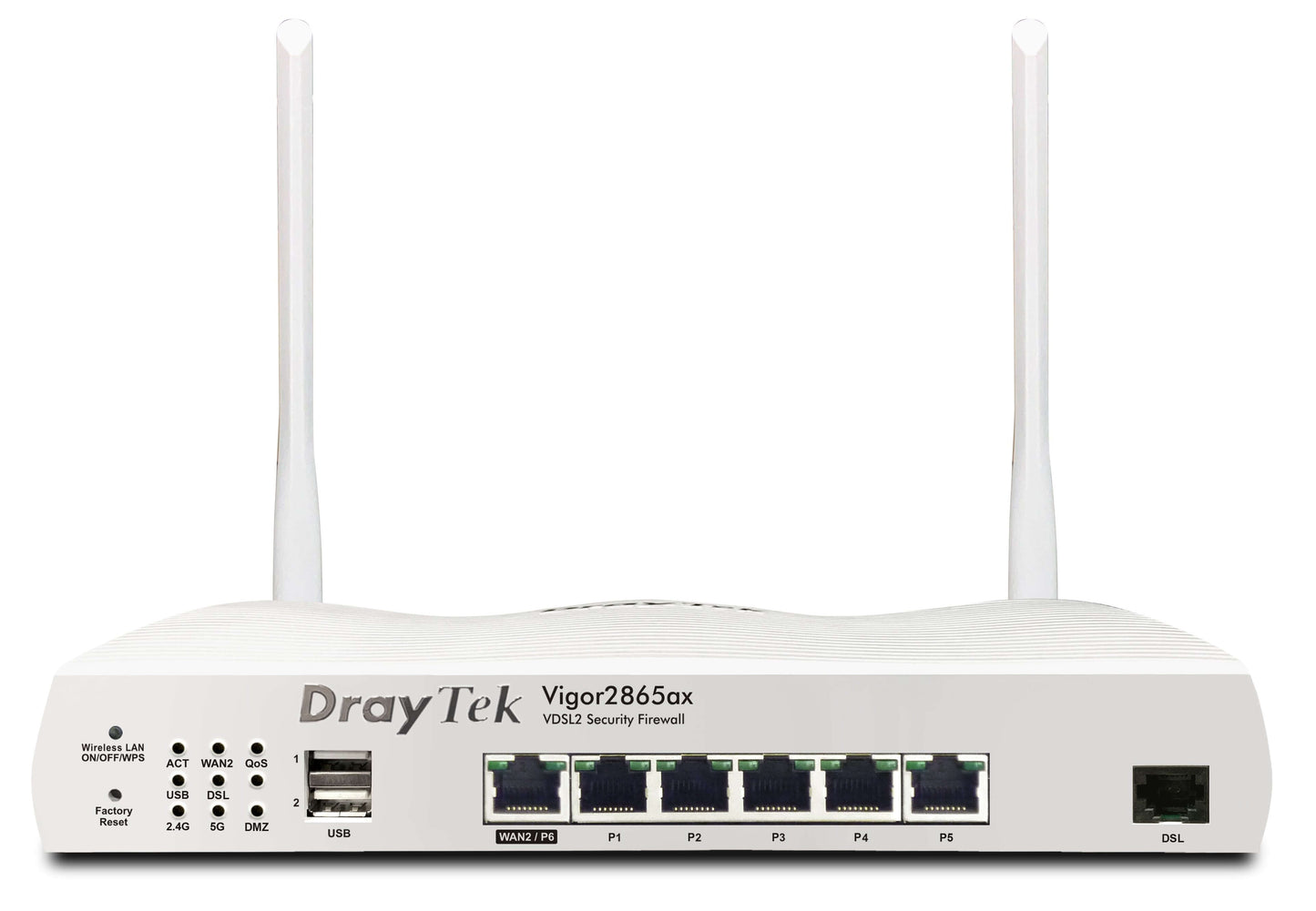 DrayTek 2865ax Dual-WAN ADSL+/VDSL2 WiFi 6 Broadband Router Front View