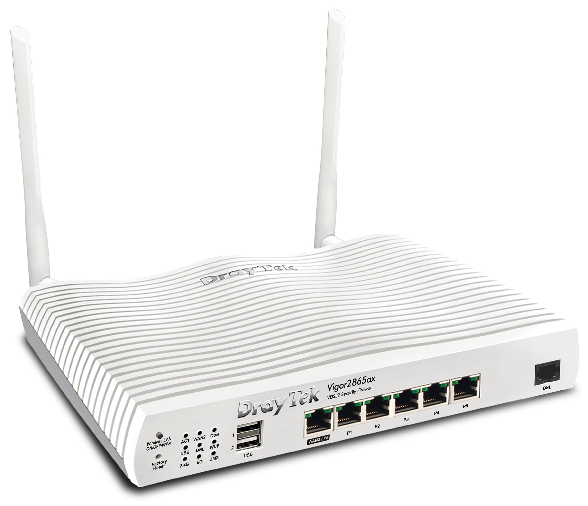 DrayTek 2865ax Dual-WAN ADSL+/VDSL2 WiFi 6 Broadband Router Left Hand View