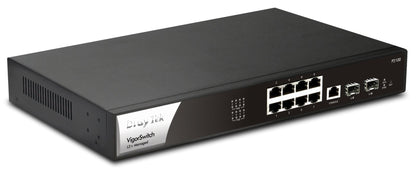 DrayTek Vigor Switch P2100 Layer 2+ PoE+ 8-Port Left View