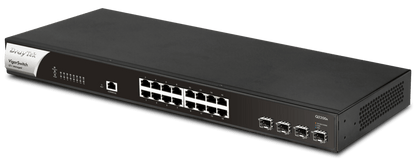 DrayTek VigorSwitch q2200x Advanced Layer 2+ Managed Switch 16 2.5GBe Network Ports 4 Gigabit SFP+ UPlinks Right View Showing Ports