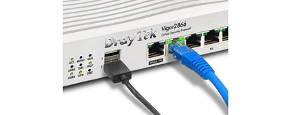 DrayTek 2866 G.Fast VDSL and Ethernet Multi-WAN Firewall VPN Router(Wired Only) Front View showing connected Cables