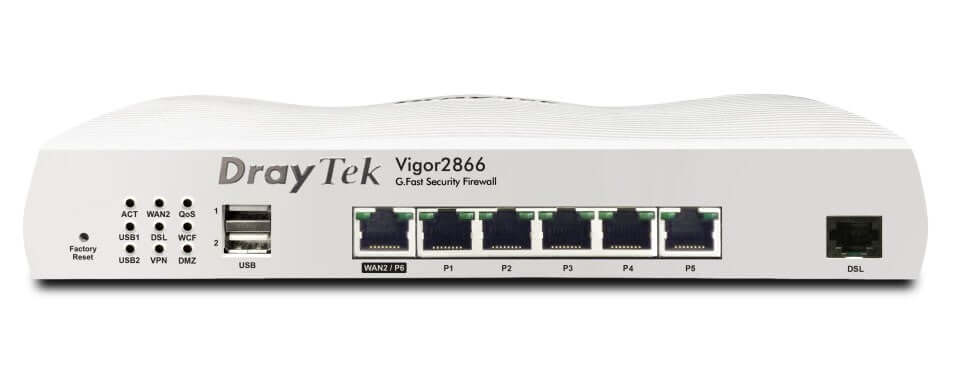 DrayTek 2866 G.Fast VDSL and Ethernet Multi-WAN Firewall VPN Router(Wired Only) Front View