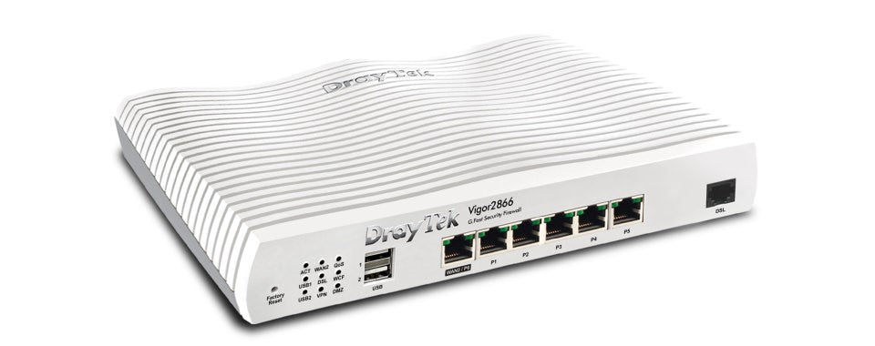 DrayTek 2866 G.Fast VDSL and Ethernet Multi-WAN Firewall VPN Router(Wired Only) Left View