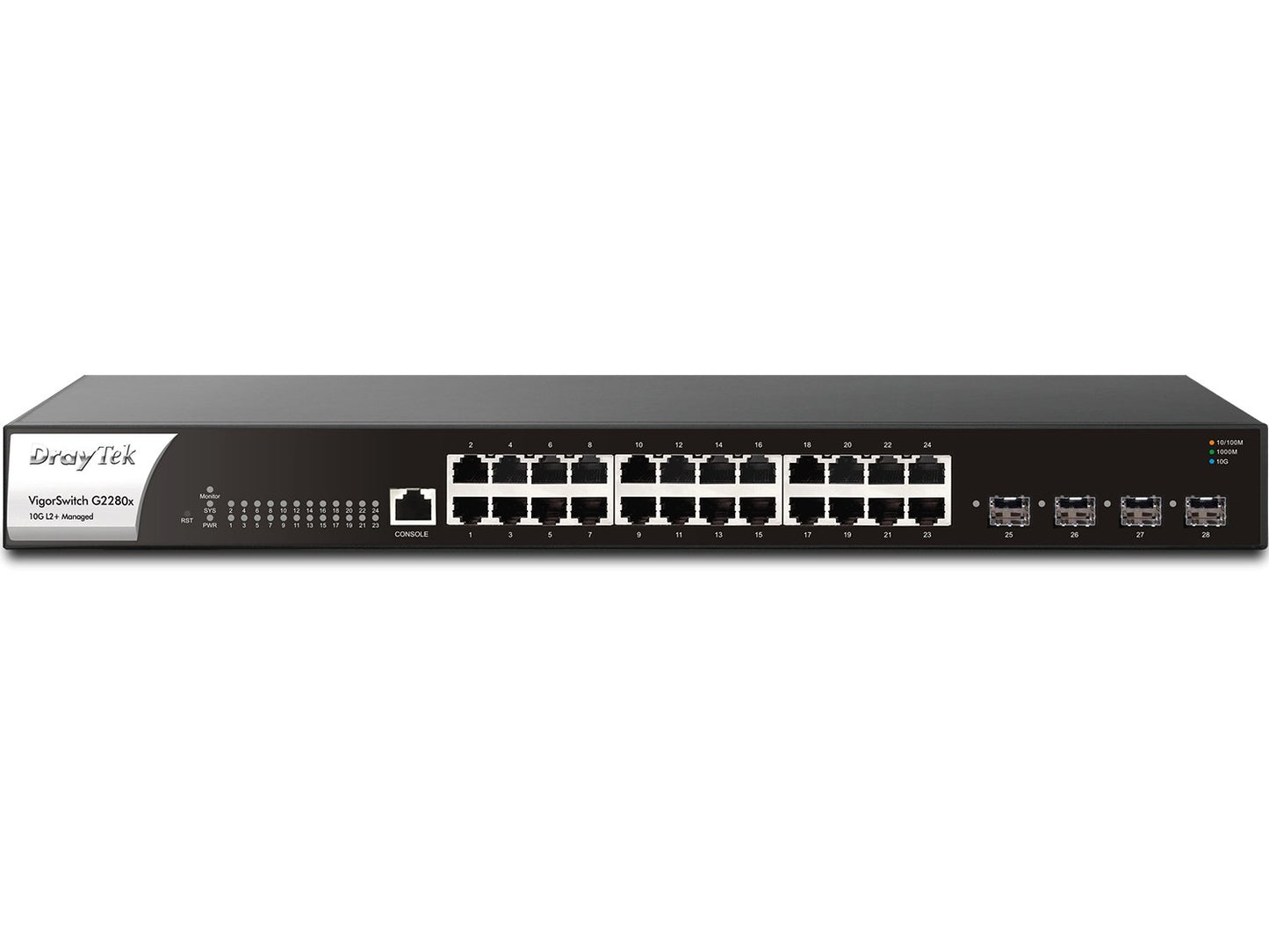 DrayTek VigorSwitch G2280x 28-Port Layer 2+ Managed 10G Switch Front View