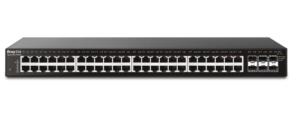 DrayTek P2540XS Port POE+ Switch WITH 6X10GbE SFP+ ports Front View