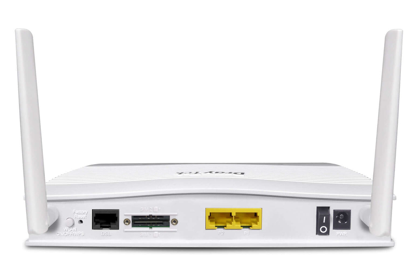 draytek vigor 2620 router 4G LTE VDSL2/ADSL2+ modem with 2 embedded SIM Rear Port View No Description