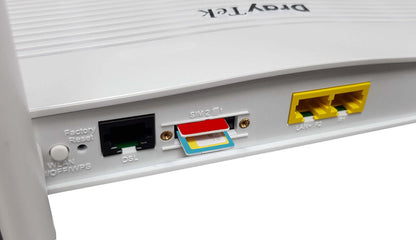 draytek vigor 2620 router 4G LTE VDSL2/ADSL2+ modem with 2 embedded SIM Rear Port View Closeup
