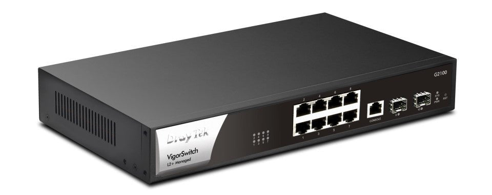 Draytek Vigor Switch G2100 8-Port Gigabit Layer 2+ Managed Switch Side View