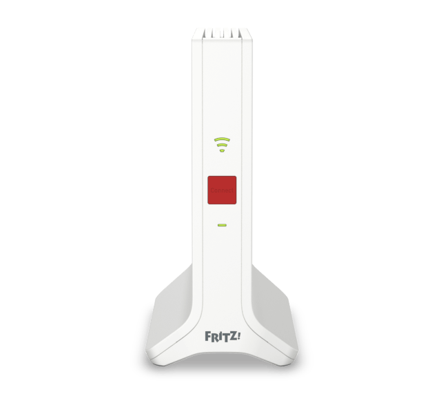 FRITZ!Repeater 3000 AX by AVM Wi-Fi 6 With three radio units total data throughput of up to 4200 Mbits 2 Gigabit Lan Ports WPA32 Transition Mode Front Facing