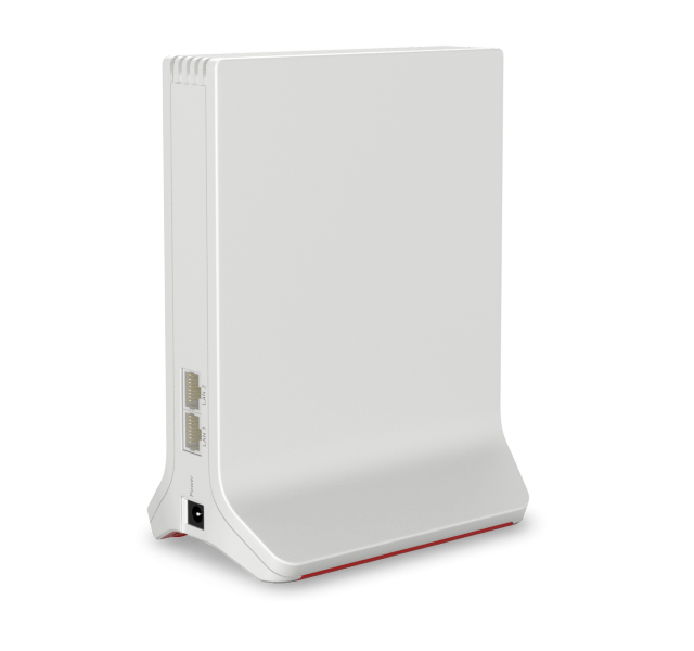 FRITZ!Repeater 3000 AX by AVM Wi-Fi 6 With three radio units total data throughput of up to 4200 Mbits 2 Gigabit Lan Ports WPA32 Transition Mode Rear View