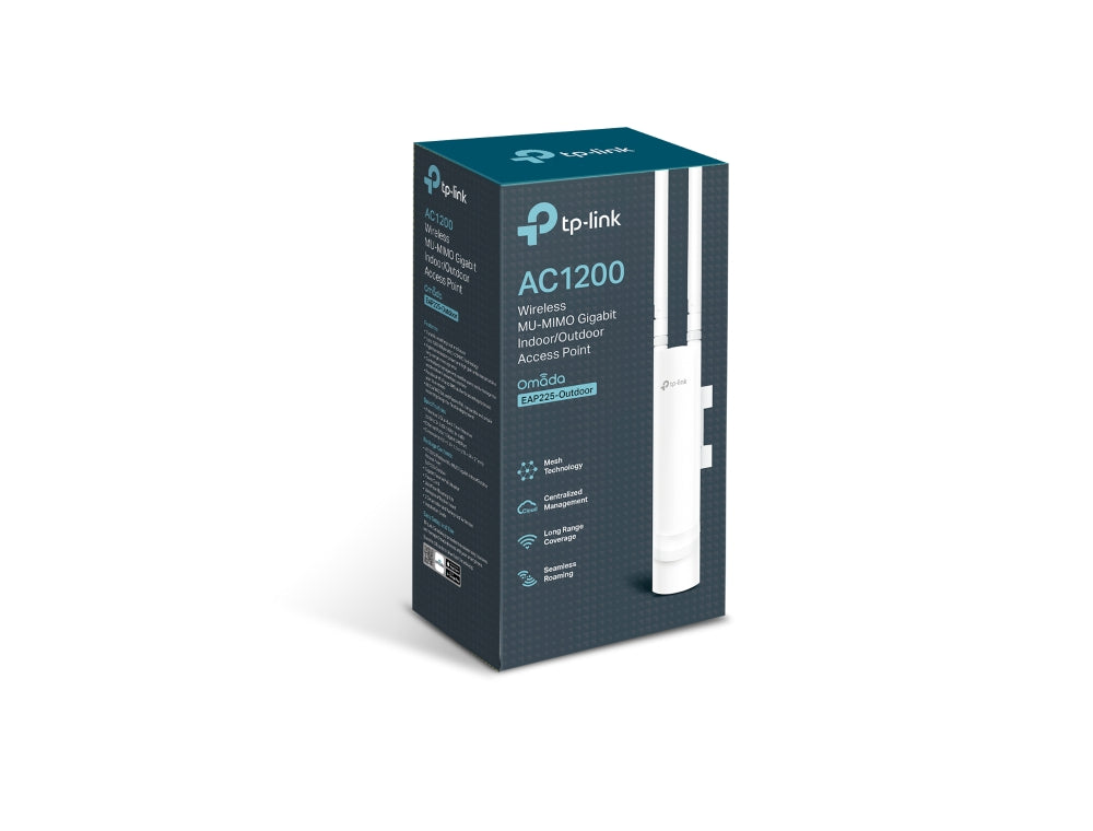 TP-Link EAP225-Outdoor AC1200 MU-MIMO Wireless Gigabit Indoor or Outdoor Access Point 802.3af Passive PoE Retail Box View